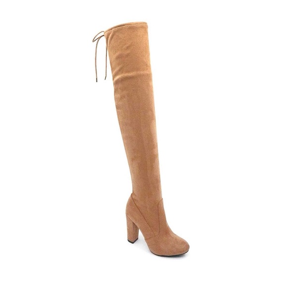 NWT!! Camel Thigh High Boot with adjustable tie high Heel - Picture 2 of 2